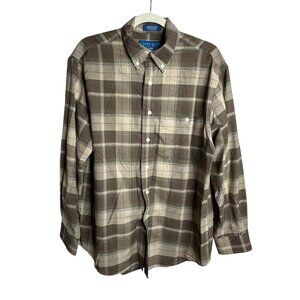 #696 Towncraft Men's Medium Wrinkle Free Button-Down Shirt, Brown